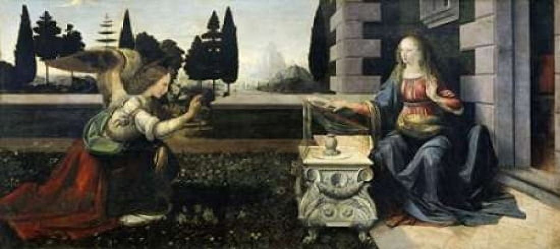 Annunciation Canvas Art - Leonardo Da Vinci (24 x 48)