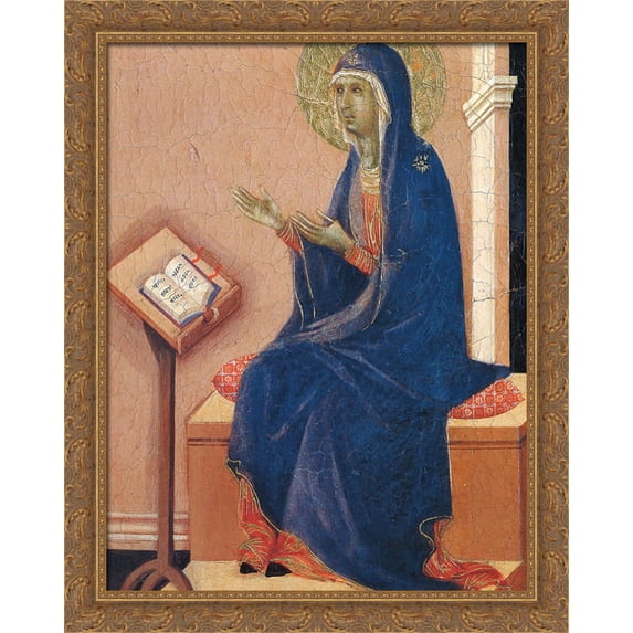 Annunciation (Fragment) 28x36 Large Gold Ornate Wood Framed Canvas Art by Duccio