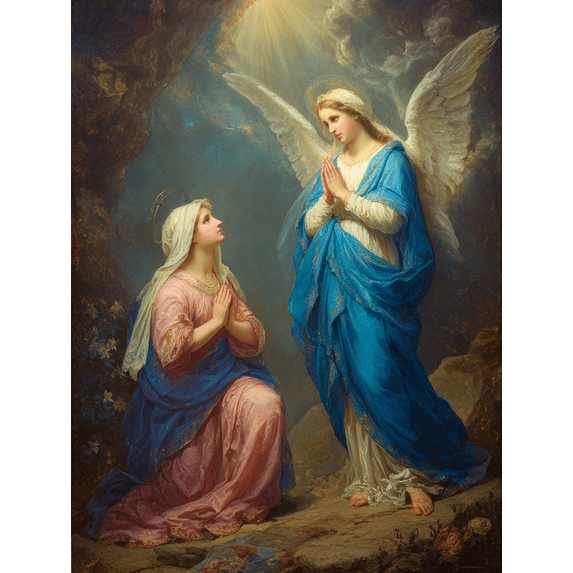 Annunciation Religious Canvas Wall Art,Spiritual Decor for Living Room Bedroom Hotel Religious Room
