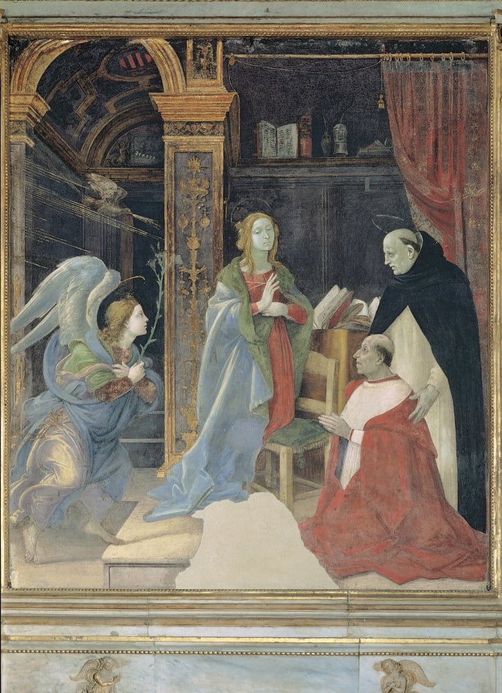 Annunciation With St Thomas Presenting The Cardinal Oliviero Carafa To The Virgin Canvas Art -  (18 x 24)