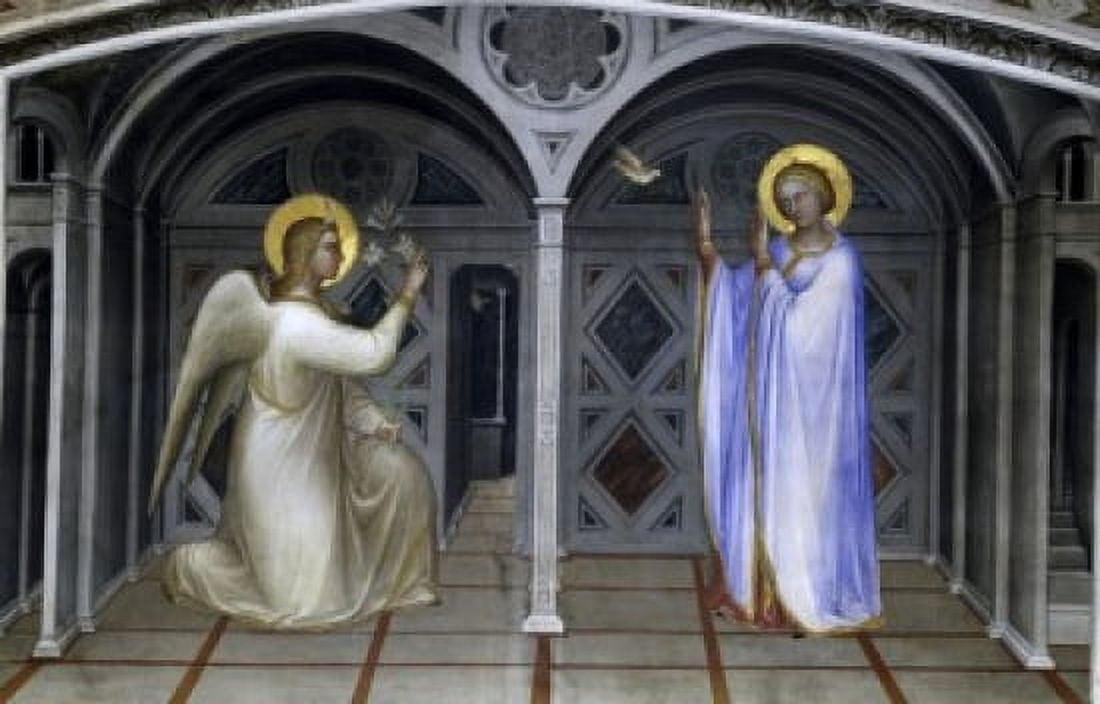 The Annunciation c 137678 Giusto di Giovanni Menabuoi (op 1363-1393 Italian) Fresco Baptistry of the Cathedral Padua Canvas Art - Giusto di Giovanni Menabuoi (18 x 24)