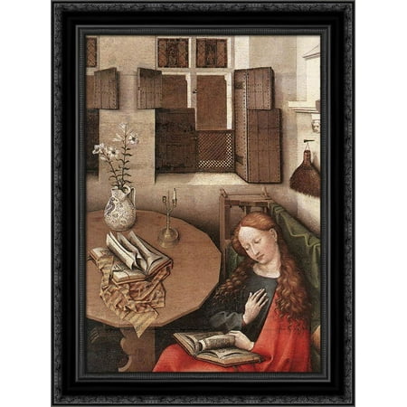 Annunciation (detail) 19x24 Black Ornate Wood Framed Canvas Art by Campin, Robert