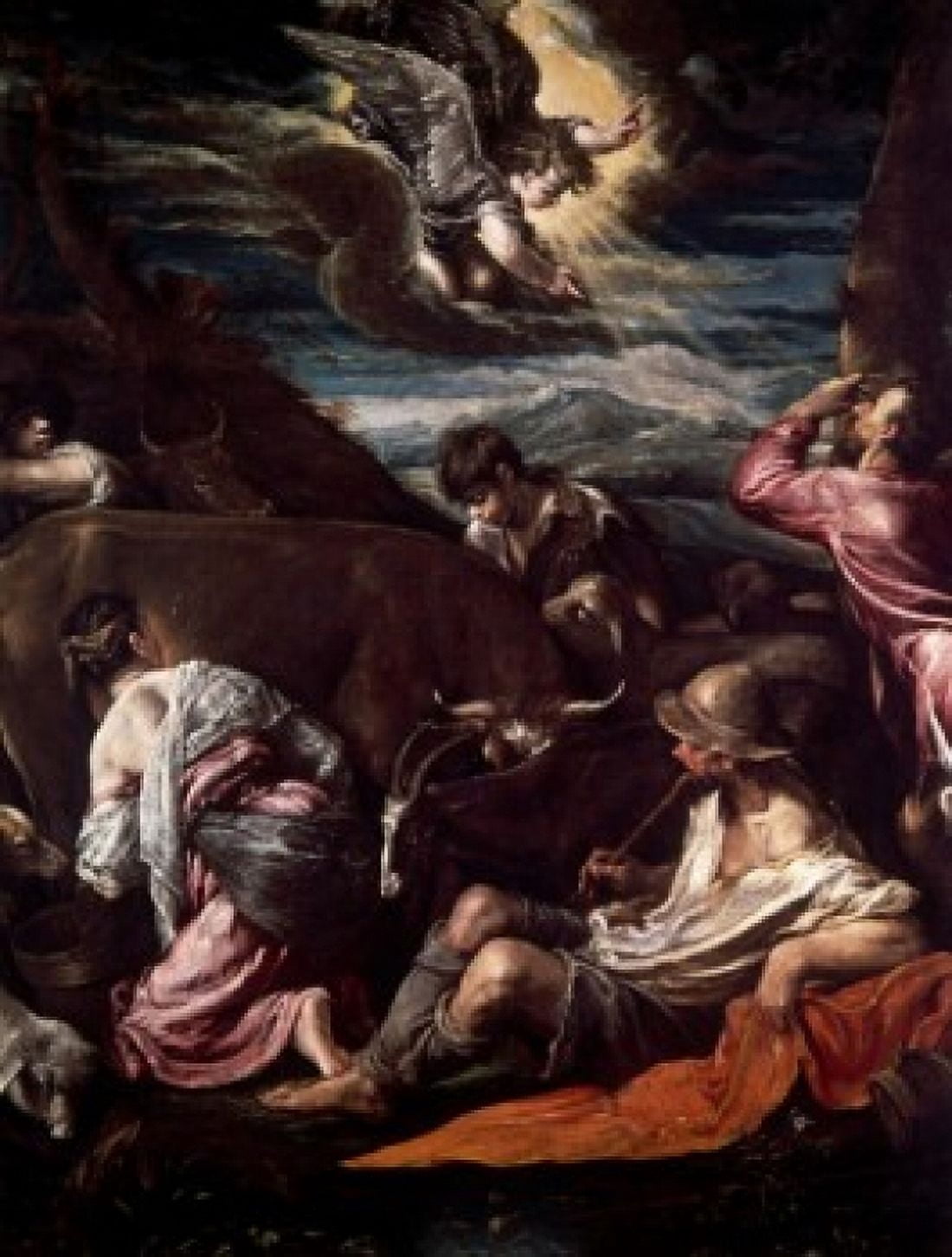 Annunciation to the Shepherds by Jacopo Bassano circa 1533 (1510-1592) Canvas Art - Jacopo Bassano (18 x 24)