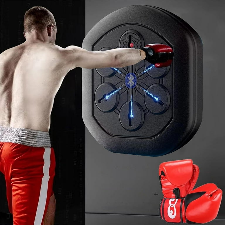  Music Boxing Training Machine, Smart Music Wall Mounted  Punching Sports Equipment with Professional Boxing Gloves, 9 Gear Speed  Mode, Hand/Eye/Speed Reaction for Stress Relief (Black) : Sports & Outdoors