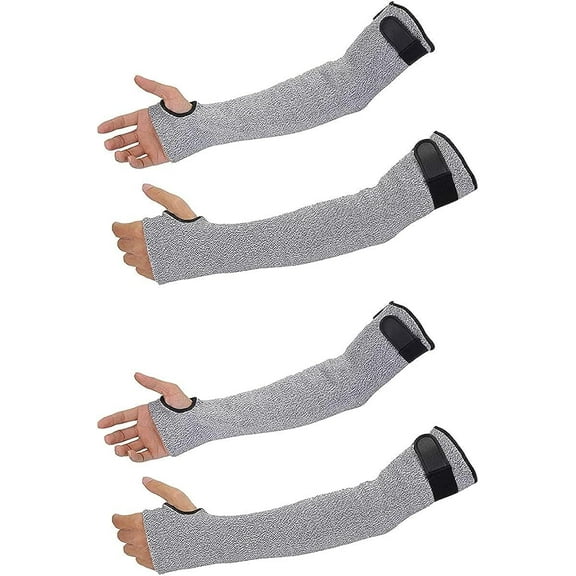Annuodi Cut Resistant Arm Sleeves With Thumb Hole, Double Ply Protective Sleeves For Arms With Level 5 Protection, Mechanics Sleeves Soft Breathable Anti Abrasion