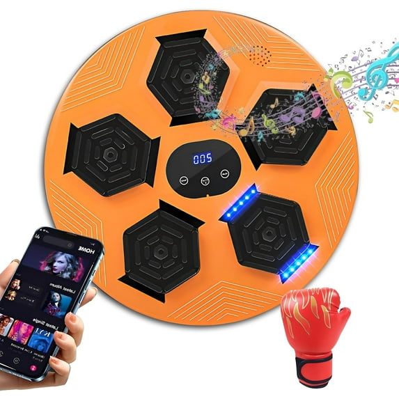 Annuodi Electronic Boxing Machine, Smart Music Boxing Trainer Target with Boxing Gloves and Bluetooth, Wall Mounted Boxing Training Equipment for Speed and Agility Training