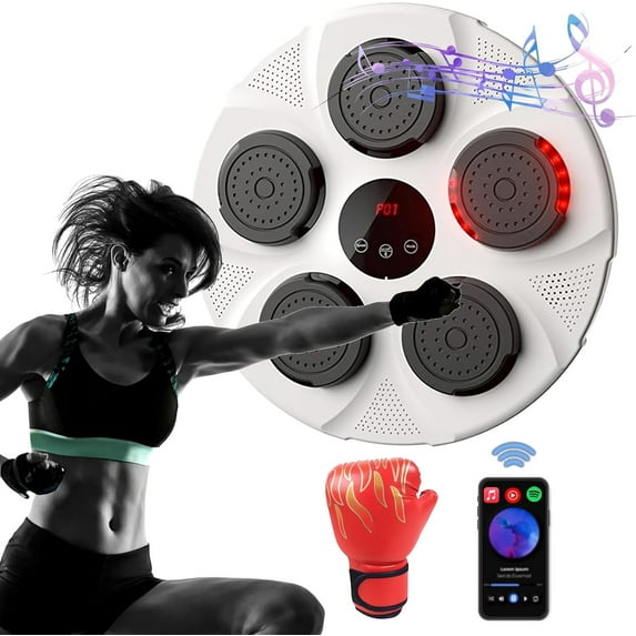 Annuodi Electronic Music Boxing Machine, Boxing Training Punching Equipment, Wall Mounted Boxing Trainer for Home Gym Setup, Boxing Gloves Included for Safety