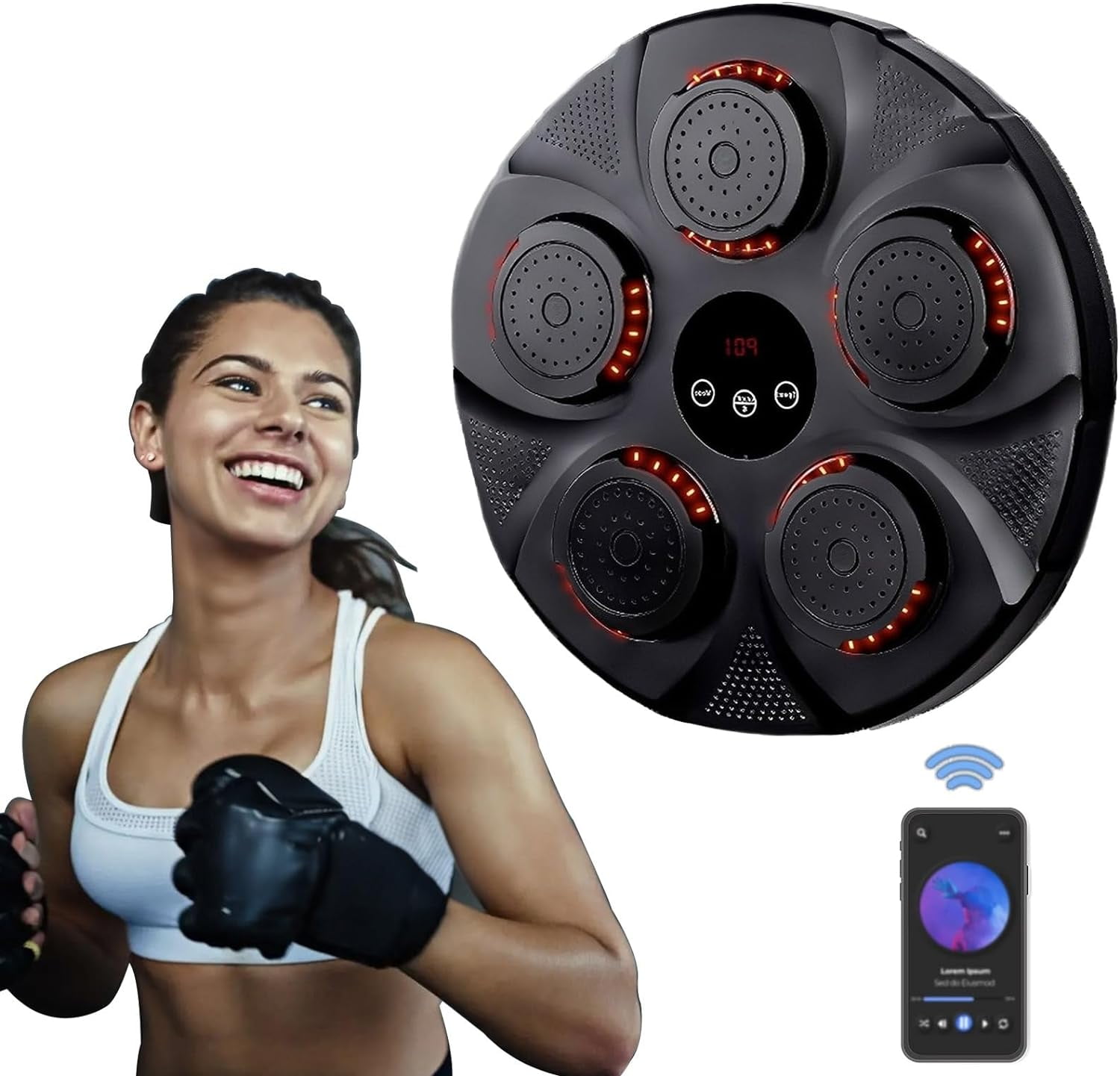 Annuodi Music Boxing Machine, Smart Electronic Boxing Trainer Wall Mounted, Boxing Gloves