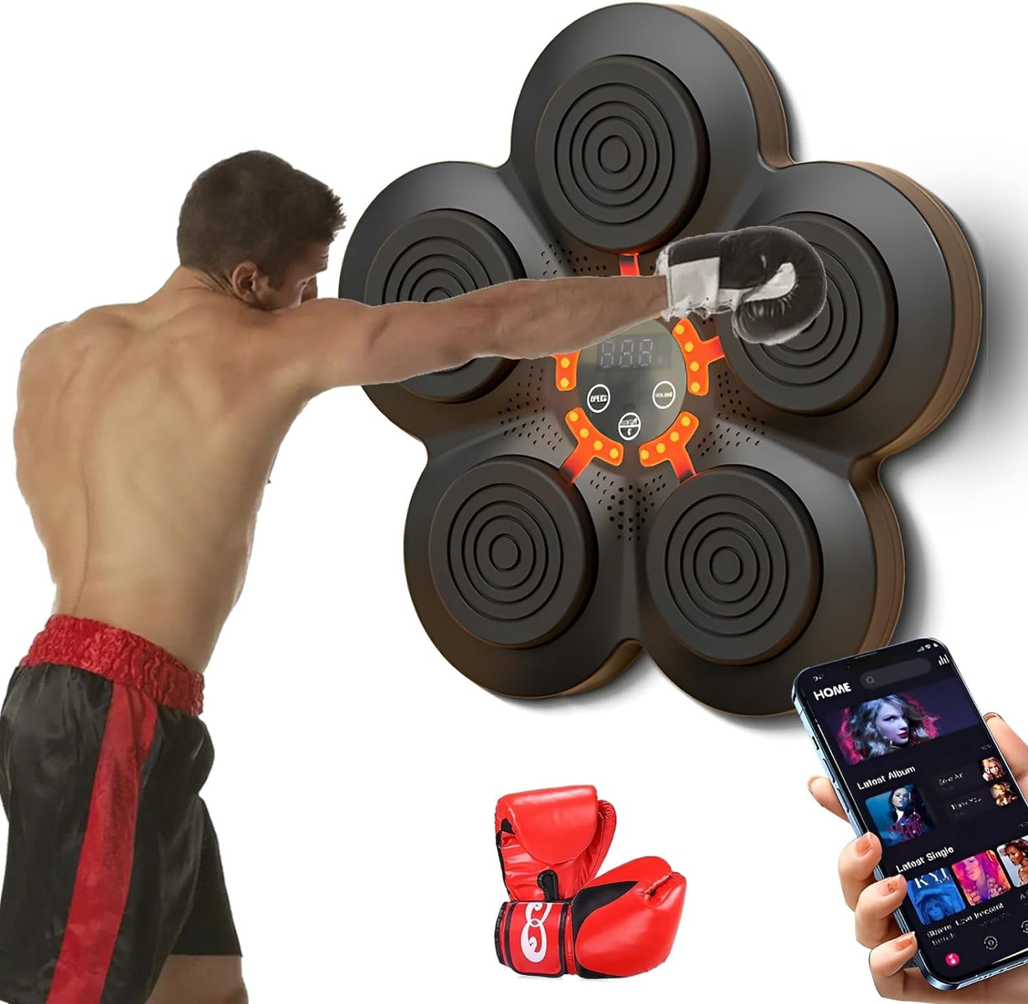 Annuodi Indoor Musical Fun Boxing Machine, Smart Home Electronic Boxing Trainer with Bluetooth