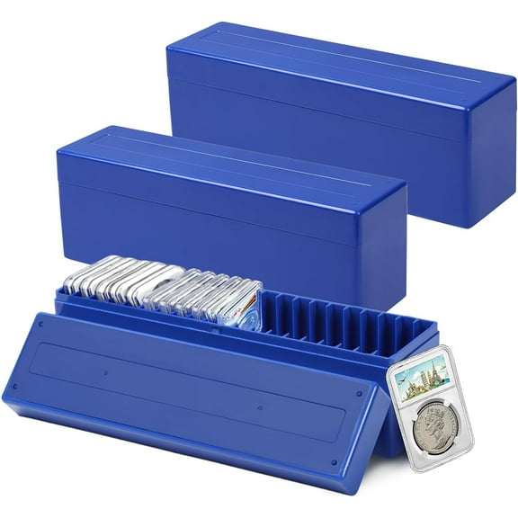 Annvchi 3-Pack Coin Slab Storage Boxes - 20-Slot Plastic Cases for 60 Coins, Compatible with PCGS NGC PMG Holders