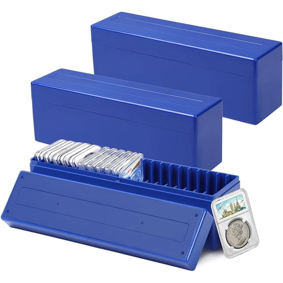 Annvchi  3-Pack Coin Slab Storage Boxes - 20-Slot Plastic Cases for 60 Coins, Compatible with PCGS NGC PMG Holders