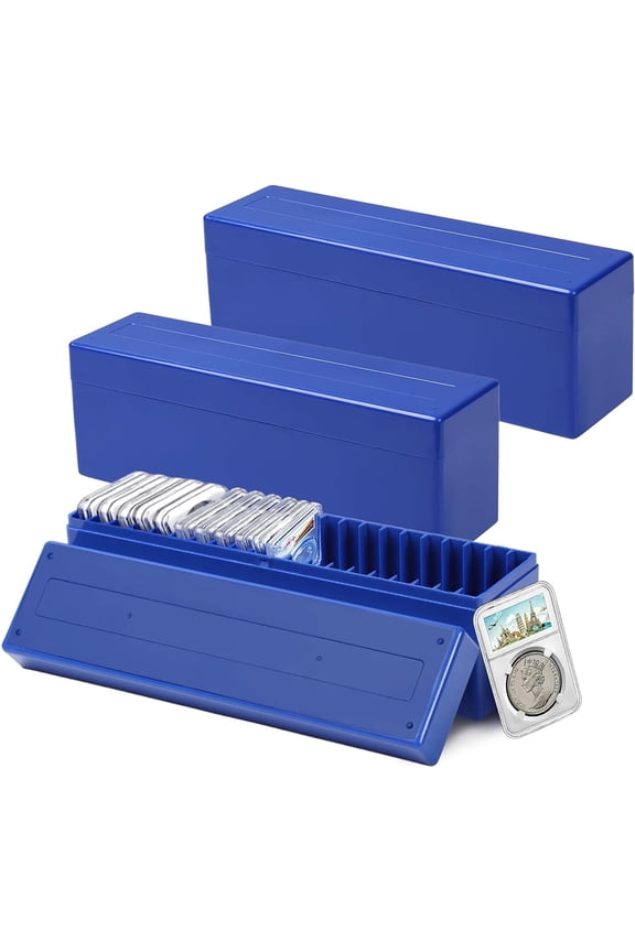 3-Pack Coin Slab Storage Boxes - 20-Slot Plastic Cases for 60 Coins, Compatible with PCGS NGC PMG Holders