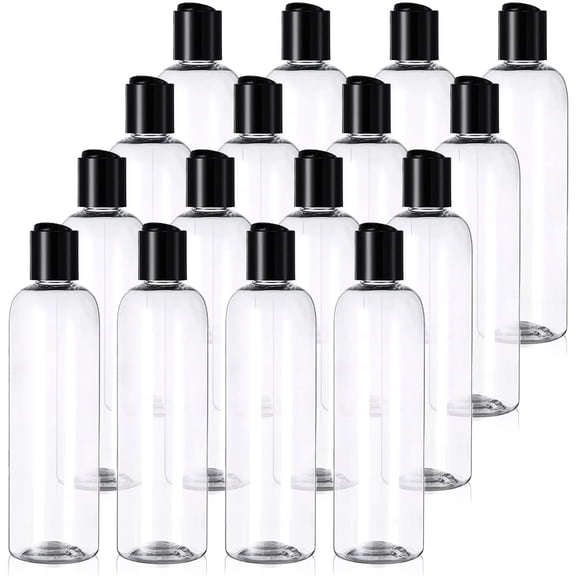 Annvchi 36 Pcs Plastic Travel Bottles with Disc Top Flip Cap Empty Refillable Squeeze Travel Containers for Shampoo Lotions Cream Toiletries Liquid Body Soap (Clear, 8 oz)