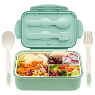 Bento Lunch Box, Reusable Bento Boxes Kids with 4 Compartments & Fork, Lunch Snack Containers for Kids Adults, Divided Food Storage Containers for