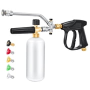 Annvchi Foam Cannon Dual Connector Accessory for Pressure Washer Kit,with Foam Cannon Dual Connector,Pressure Washer Gun for Car Washing and Cleaning,5 Power Washer Sprayer Nozzles