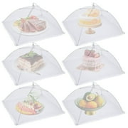 Annvchi Large Food Cover6 Pack 17x17 Pop-up Mesh Food Covers Tent Umbrella for Outdoors, Screen Tents, Parties Picnics, BBQs, Reusable and Collapsible Food Tents White