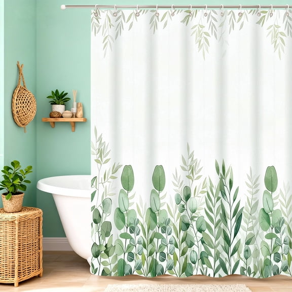 Annvchi  Peel and Stick Botanical Wallpaper, Green Watercolor Leaves Wall Mural, Removable Plant-Themed Wall Décor for Bedroom, Living Room, Nursery