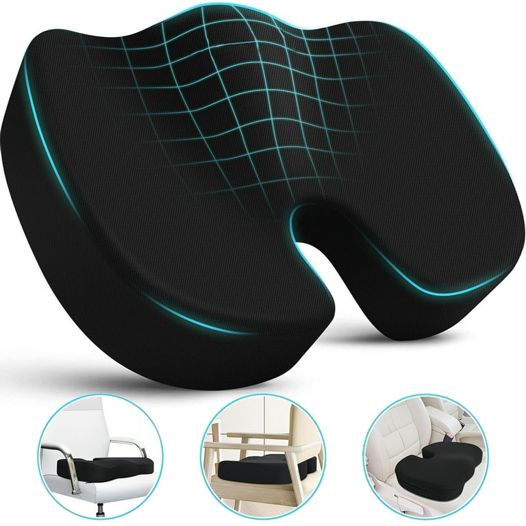 ANKUNABA Seat Cushions for Office Chairs, Large Memory Foam Chair Pad for  Coccyx Tailbone Sciatica Back Pain Relief, Orthopedic Butt Pillow for Desk