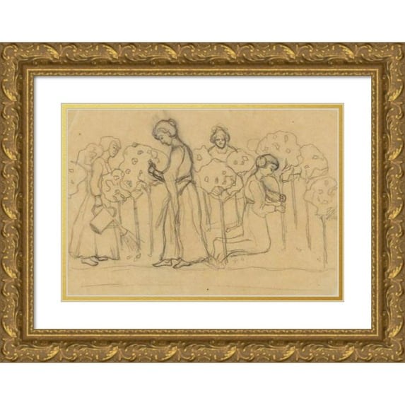 Anny Dollschein 24x18 Gold Ornate Framed and Double Matted Museum Art Print Titled - Garden Fence