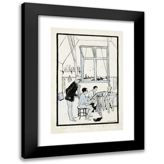 Anny Leusink 17x24 Black Modern Framed Museum Art Print Titled - Hein in a Drawing Lesson (1926)