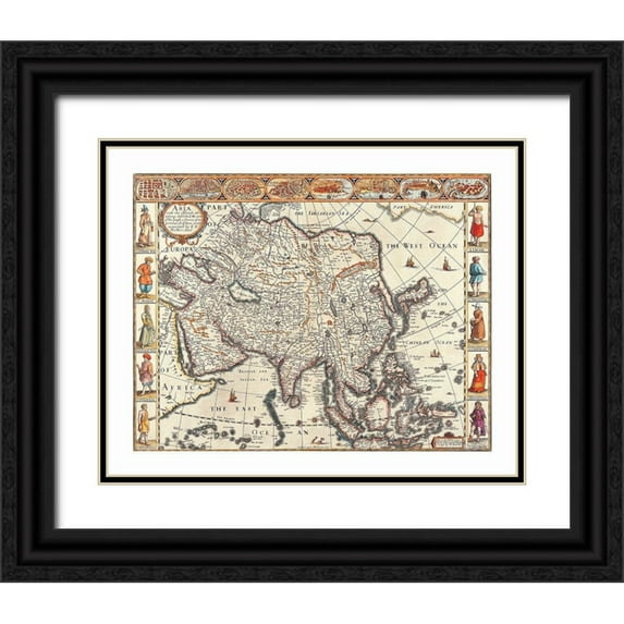 Ano Dom 31x26 Black Ornate Wood Framed with Double Matting Museum Art Print Titled - Asia - Ano Dom 1626