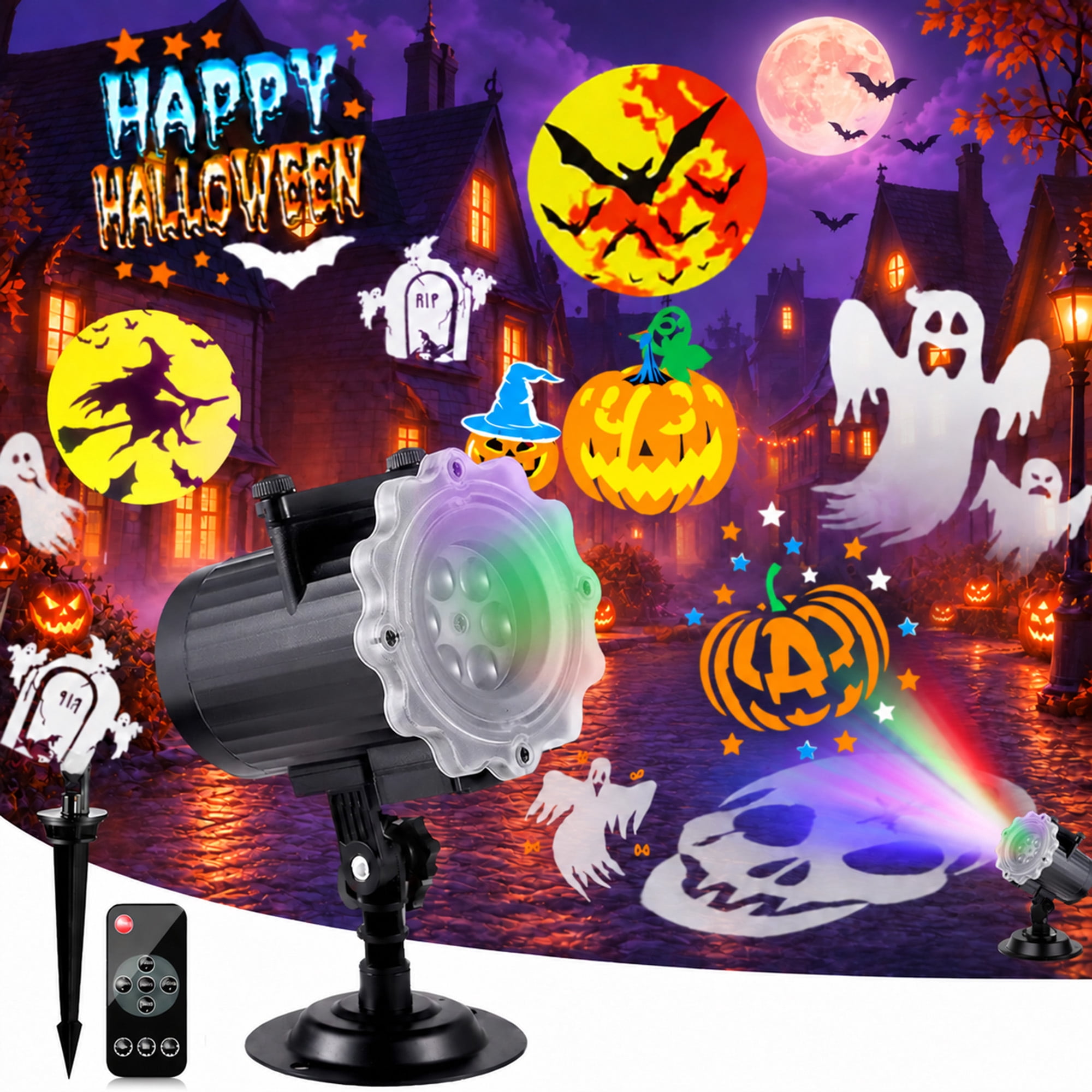 Projector Slide Writing Anoak Halloween Projector Lights Outdoor, 16 HD Slides Waterproof ...