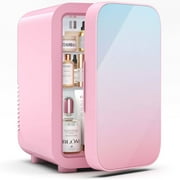 BEICHEN Mini Fridge, 6 Liter/8 Can Skincare Fridge, 110V AC/DC Portable Thermoelectric Cooler & Warmer Refrigerators for Bedroom, Dorm, Office, Car, Pink