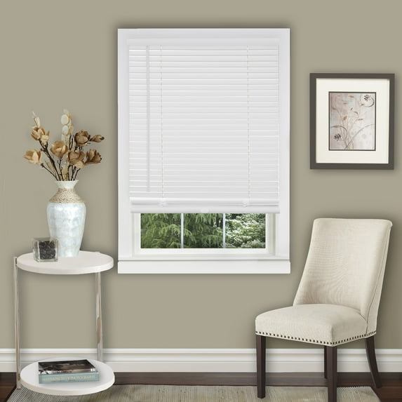 Anochecer Collection Set of 2 Cordless Vinyl 1-Inch Room Darkening Mini Blinds- Pearl White - 31" x 64" (Actual Measur