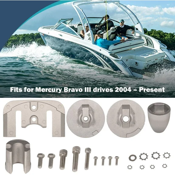 Anode Kit for Mercruiser Bravo 3 III 2004-Present Salt Brackish Fresh Aluminum