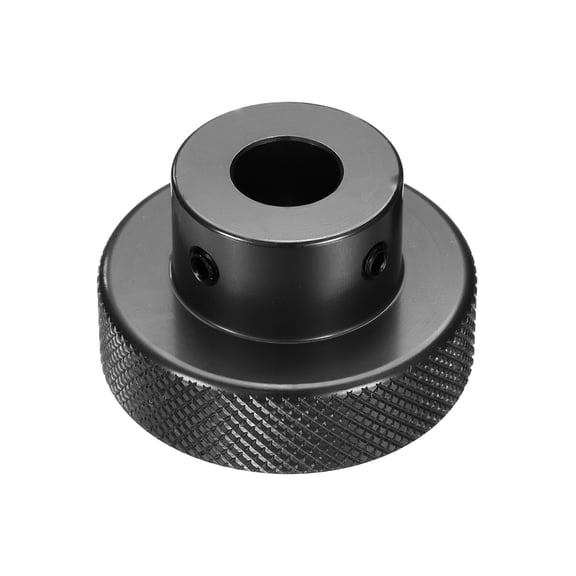 Anodization Aluminum Alloy Handwheel 10mm Bore 40mm OD Knurled Knob Turning Handle with Wrench, Black