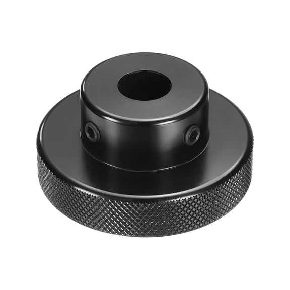 Anodization Aluminum Alloy Handwheel 12mm Bore 60mm OD Knurled Knob Turning Handle with Wrench, Black