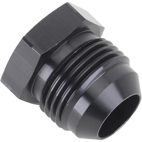 Anodized Aluminum -12 AN Flare Plug Fitting, Black