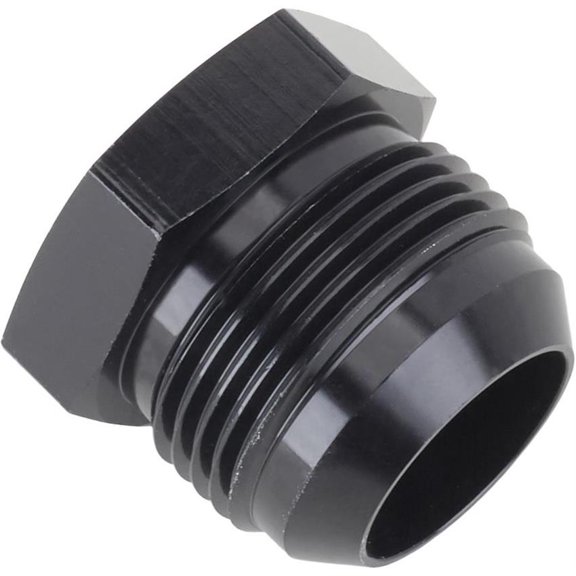 Anodized Aluminum -16 AN Flare Plug Fitting, Black
