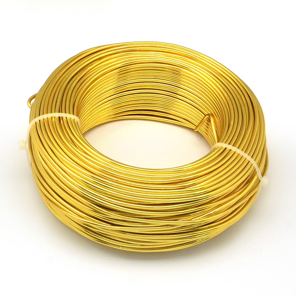Anodized Aluminum Wire Bendable Metal Craft Wire Flexible Craft Wire for Beading Jewelry Craft Making Gold 18 Gauge 1.0mm 200m/500g(656.1 Feet/500g)