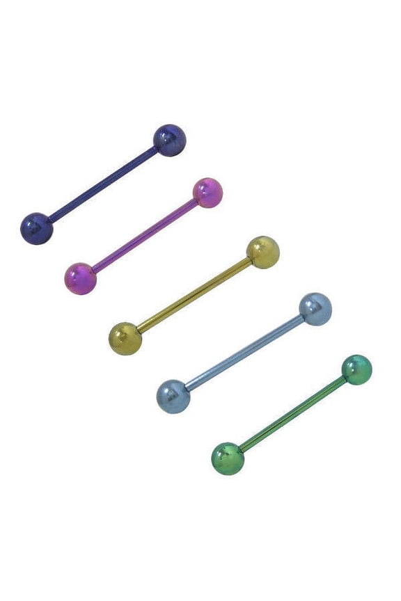 Anodized Titanium Barbell 14G Tongue Ring Body Jewelry Piercing Bar