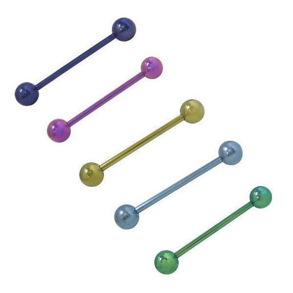 Anodized Titanium Barbell 14G Tongue Ring Body Jewelry Piercing Bar