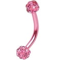 thumbnail image 1 of Anodized Titanium Curved Barbell 16G Eyebrow Ring with Ferido Ball Ends, 1 of 15