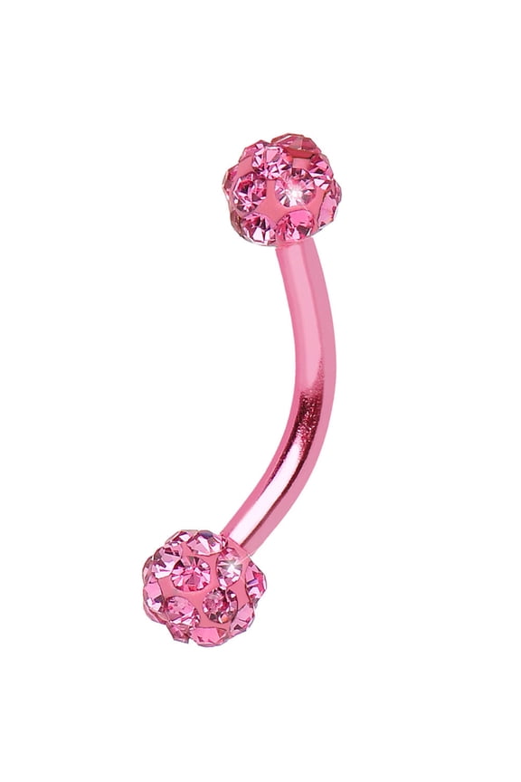 Anodized Titanium Curved Barbell 16G Eyebrow Ring with Ferido Ball Ends