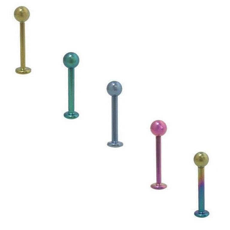 Anodized Titanium Labret Monroe Lip Jewelry with Ball End (16