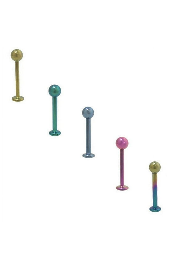 Anodized Titanium Labret Monroe Lip Jewelry with Ball End (16 Gauge) - 5 Colors