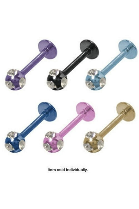 Anodized Titanium Labret Monroe with CZ Gems (16G - 8mm)