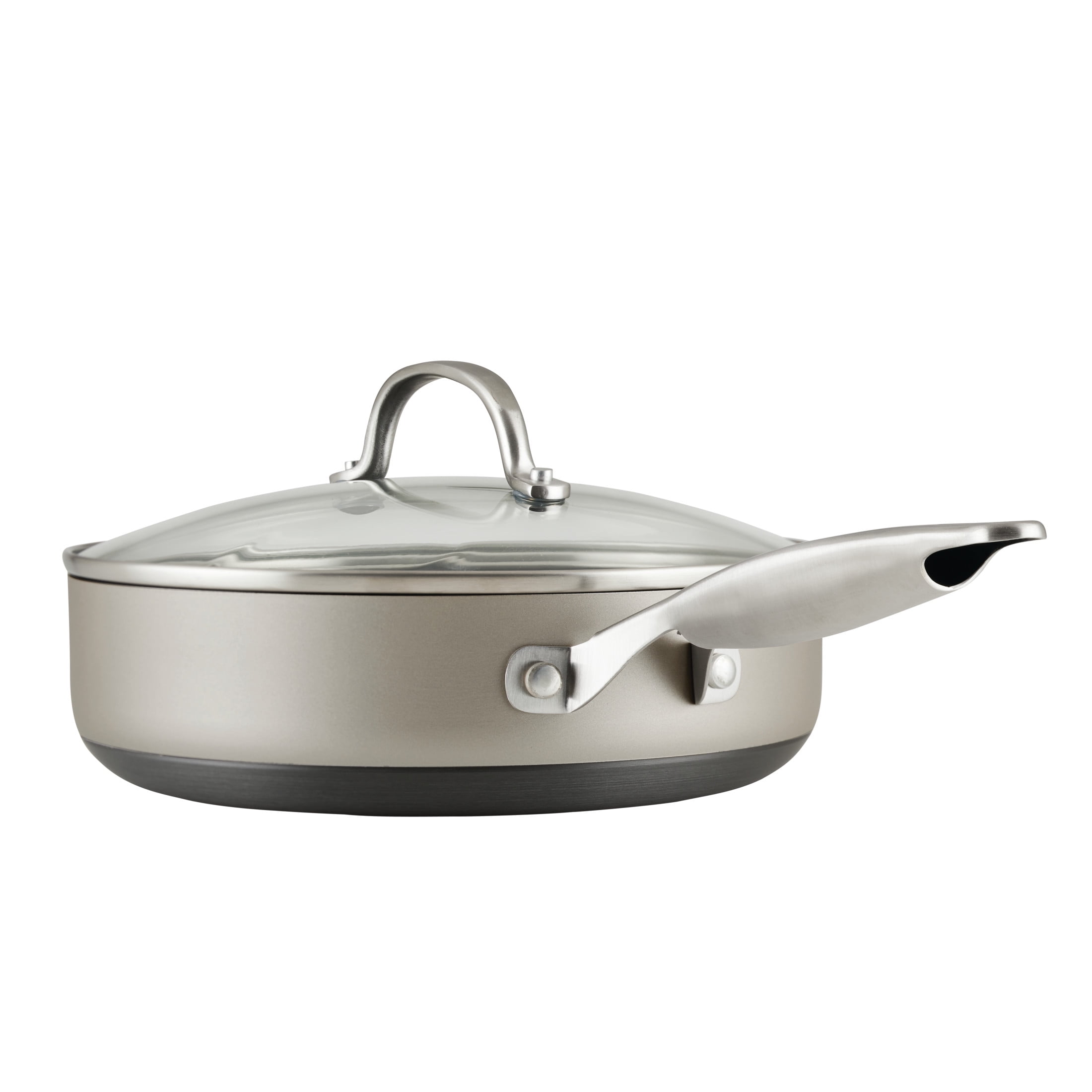 Silver 3-Quart Nonstick Aluminum Sauté Pan with Glass Lid