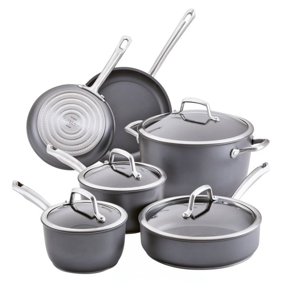 Anolon Accolade 10 Piece Hard Anodized Nonstick Induction Cookware Set, Gray