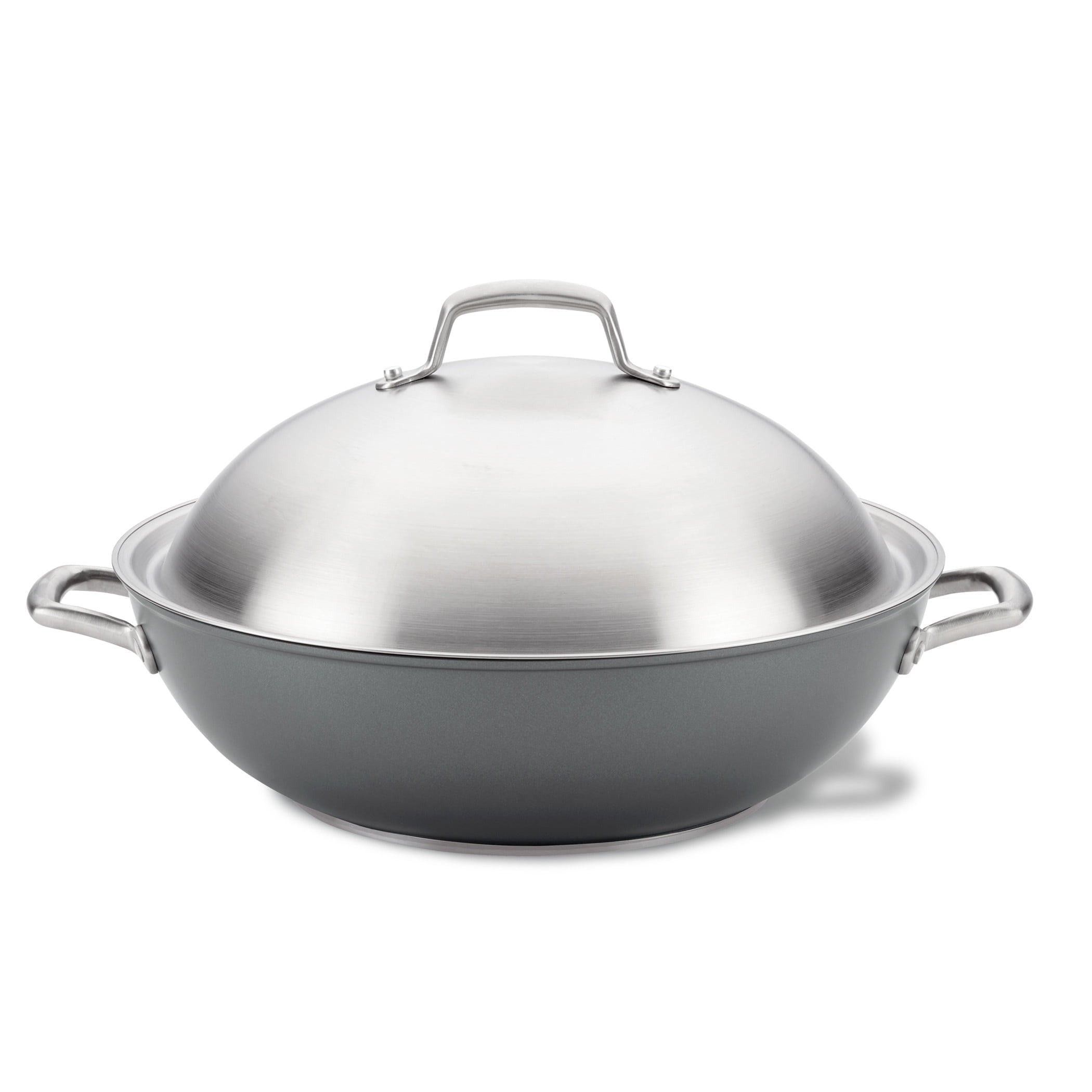 Moonstone Gray 13.5-Inch Hard Anodized Nonstick Wok with Lid