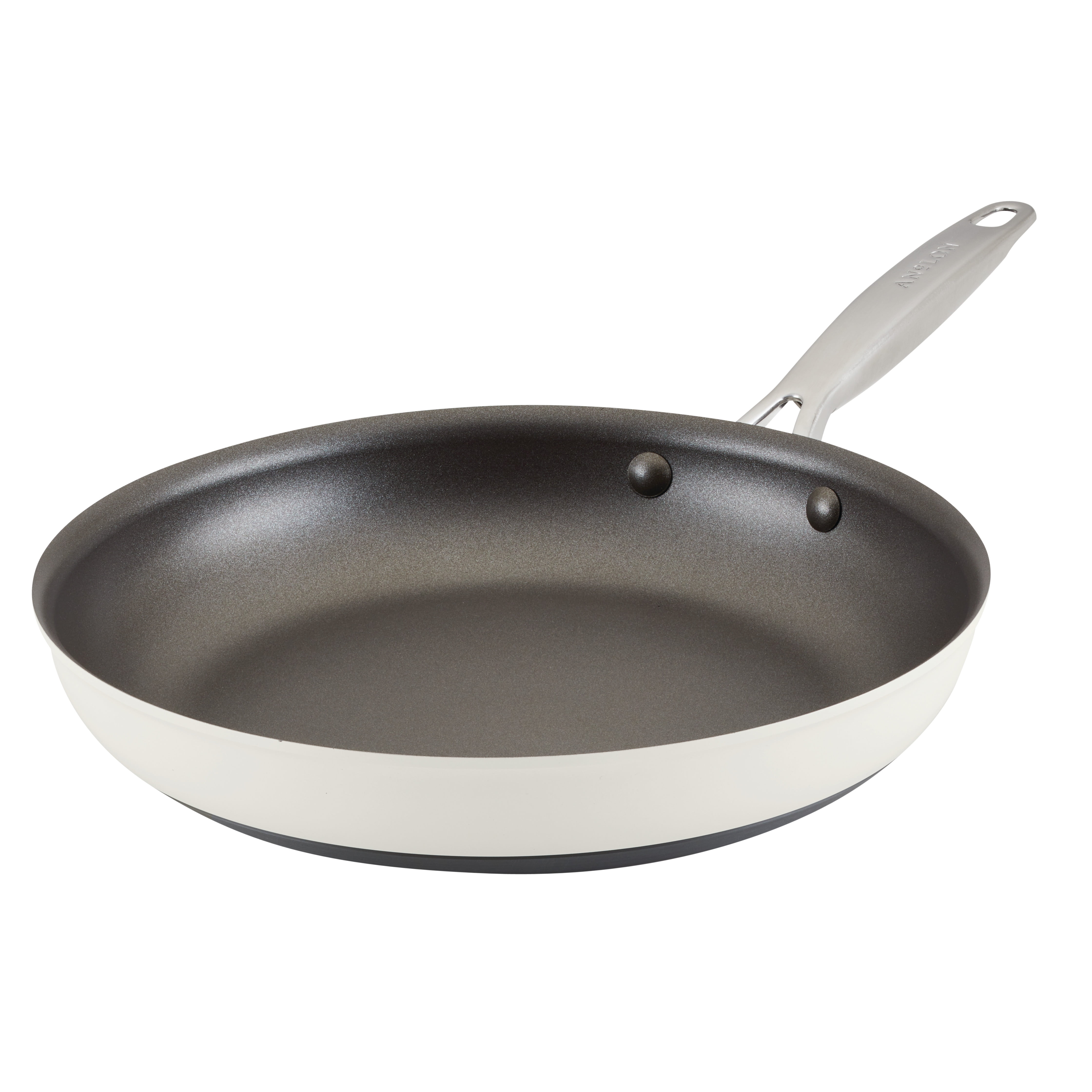 Anolon Achieve 12" Cream Aluminum Nonstick Frying Pan with Lid