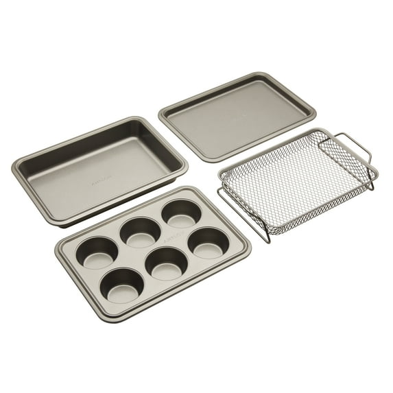 Anolon Advanced Bakeware 4 Pc Nonstick Toaster Oven Pan Set, Moonstone