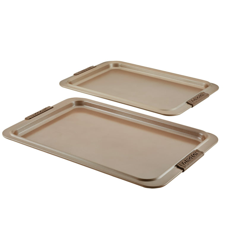 Anolon Advanced Bakeware Nonstick Cookie Sheet Pan Set, 2-Piece, Bronze  With Silicone Grips