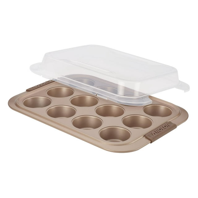 Anolon Advanced Bronze Nonstick Bakeware 12-Cup Muffin Pan with Silicone Grips