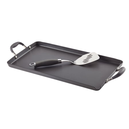 Anolon Advanced Hard-Anodized Nonstick Double Burner Griddle with Mini Turner, Gray