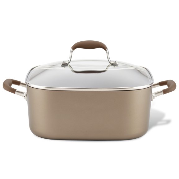 Anolon Advanced Hard Anodized Nonstick Square Dutch Oven with Lid, 7 Qt, Bronze